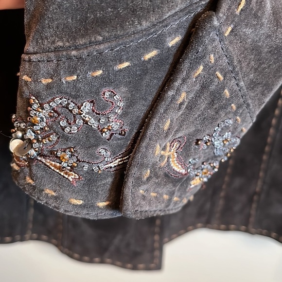 Coldwater Creek Dark Brown Leather Jacket with Embroidery - Picture 5 of 16